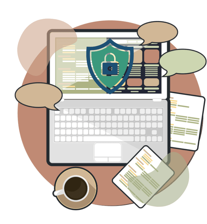 wordpress-picture-canva-shield Illustration ordinateur avec cadenas représentant la sécurité d’un site WordPress