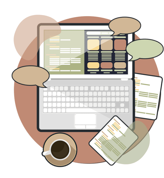 wordpress-picture-canva Illustration d’un ordinateur affichant un site web en cours de création